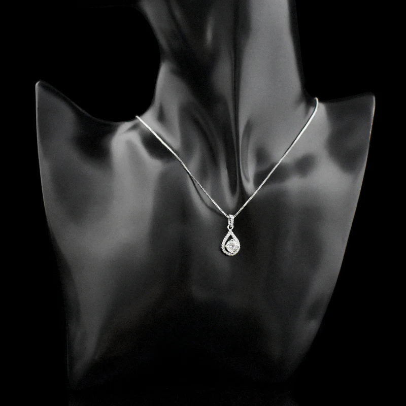 Newest 925 Sterling Silver AAA Zircon Angel Tears Water Drop Pendant Necklace Rhinestone CZ Women Wedding Necklaces Jewelry Gift