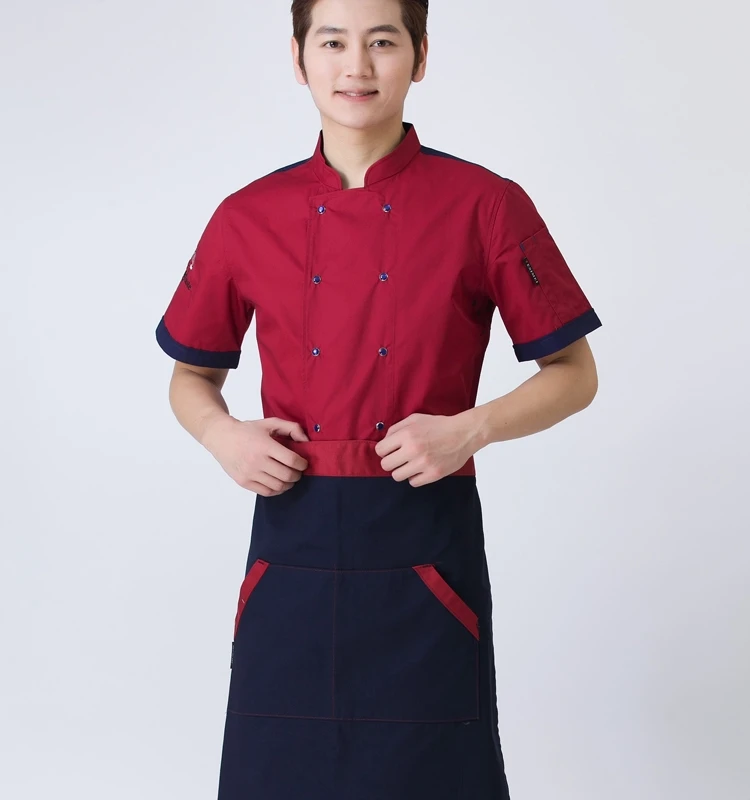 Новое поступление для шеф-повара рабочая одежда с коротким рукавом; модная взрослая летняя шеф повара отеля Рабочая Униформа для