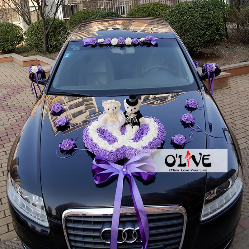Decoraciones De Coches Boda Compra Lotes Baratos Flores Artificiales De La Boda Decoración Del Coche Rosas