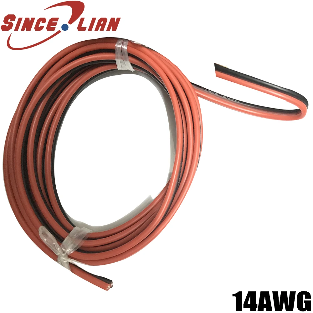 

2pin 14awg Silicone Electrical Wire Extension Cable Wire Cord Black and Red 2 Conductor Parallel Wire line Soft and Flexible