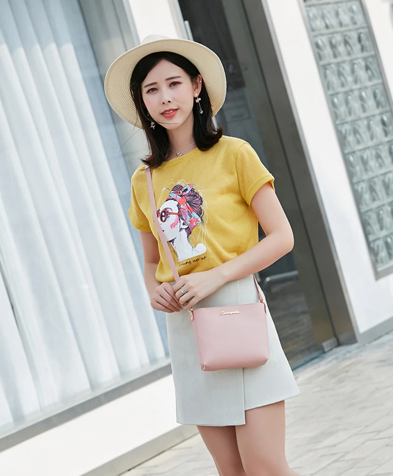 New Women Fashon Letter Shoulder Bags Hot Female Coin Purse Bucket Crossbody Simple Leather Lady Mini Shoulder Bag SS3524 (11)