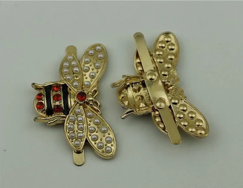 

(10 pieces/lot) pearl colored drill bee shape decorative DIY hand handbag decorative buckle bag hardware metal accessories