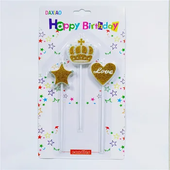 

Party Cake Children Kids Safe Flames Happy Birthday Crown Star Sticks Design Love Heart Birthday Candle Wedding