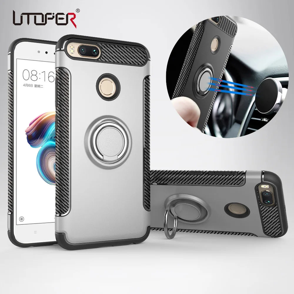 

UTOPER Case For Xiomi Xiaomi Mi A1 6 mi6 Mix 2 5X Note 3 Case soft silicone Hard PC Ring armor Cover For redmi note 5A Pro Case