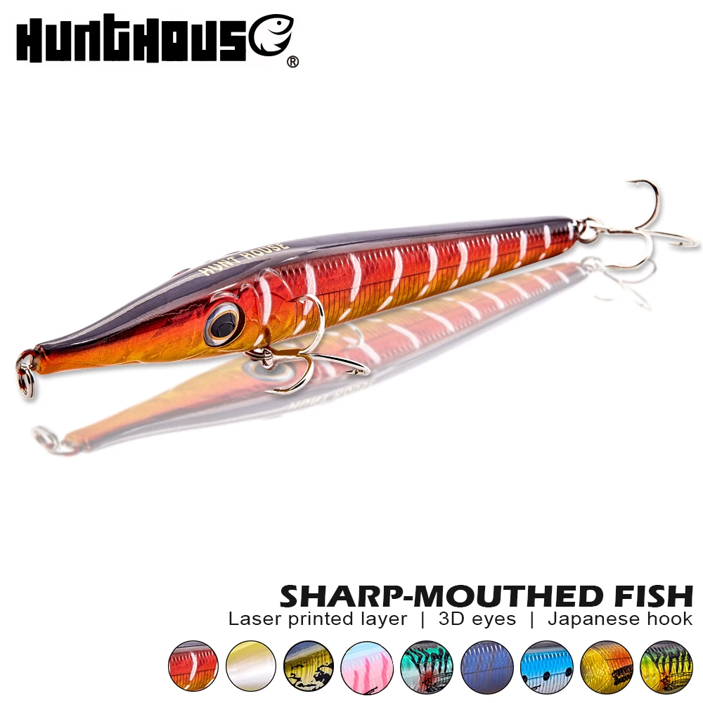 Hunthouse zargana القاروص السحر 2018 جديد قلم رصاص الصيد إغراء stickbait إغراء 146 مللي متر 19g 35g طويلة الصب العائمة غرق