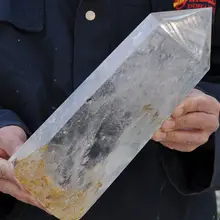 Ddh00127 Большой природа прозрачный кристалл кварца точка рейки исцеление