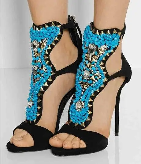 Big Size 10 High Heel Turquoise Sandal 