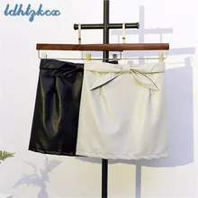 Повседневная юбка женская черная и серая 2XL-5XL плюс размер мини юбки Осень корейский бант Регулируемая Талия свободная одежда LD631