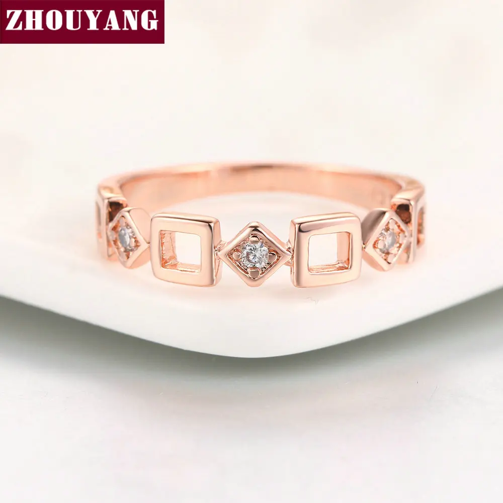 Rose Gold Crystal Chain Ring For Women Elegant Accessory_voghion.com