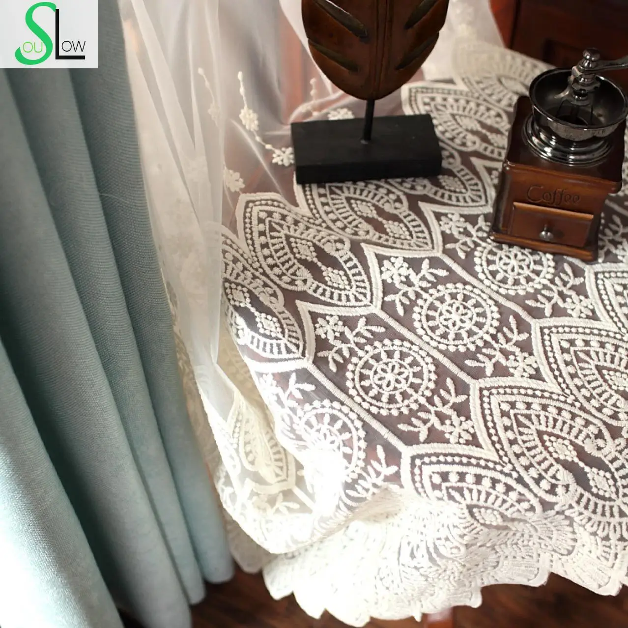 Embroidery Tulle Sheer Volie Window Curtains For Living Room