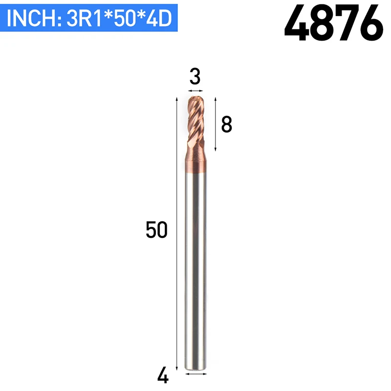 HUHAO 1 шт. Вольфрамовая сталь круглый нос резак ЧПУ Инструмент сплав покрытие резак 4 лезвия Концевая фреза медь чугун обработки фрезы - Длина режущей кромки: 4876