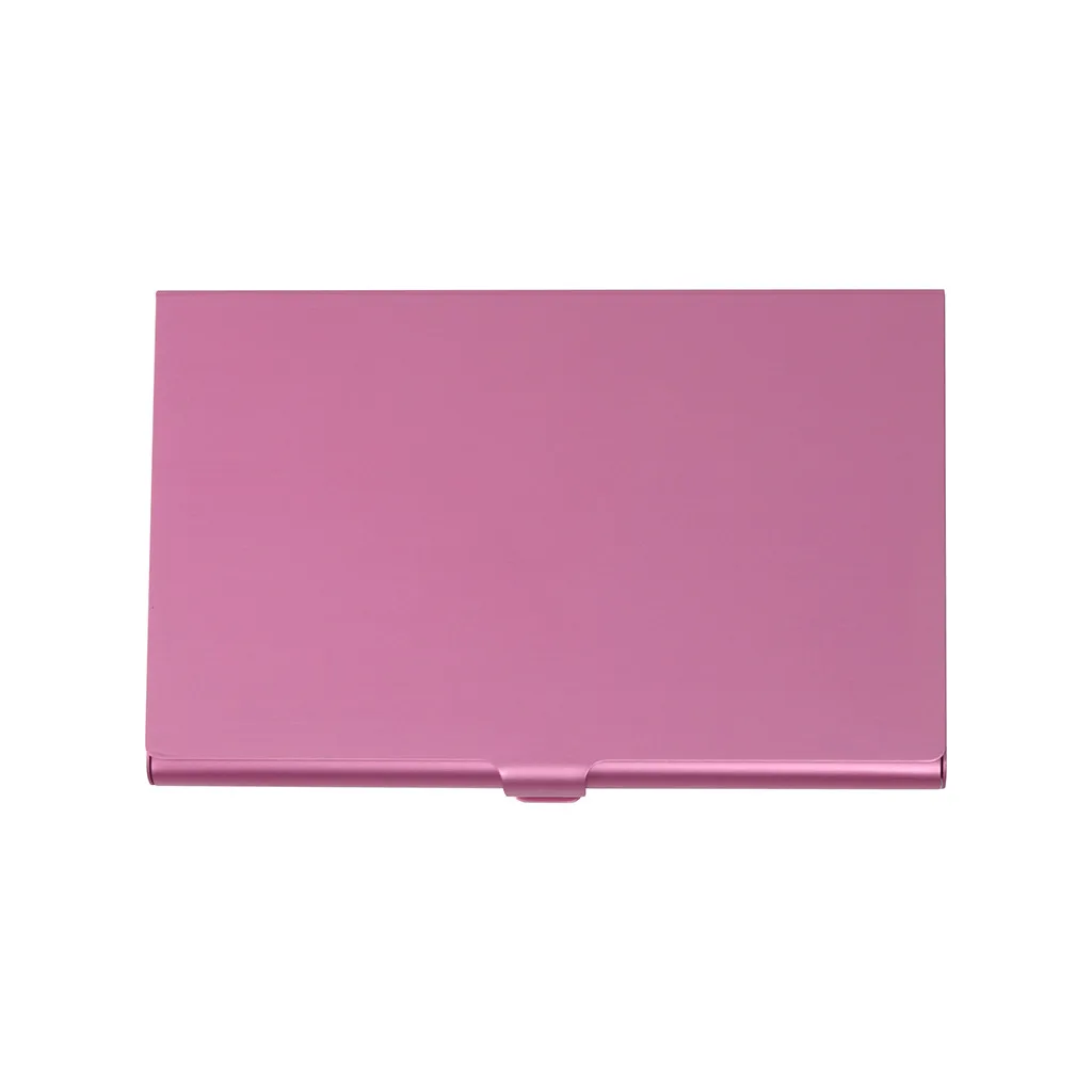 ID держатель для карт, чехол для автобусных карт, креативный держатель, металлический кожаный футляр, чехол для ID кредитных карт, чехол для визиток - Цвет: Pink
