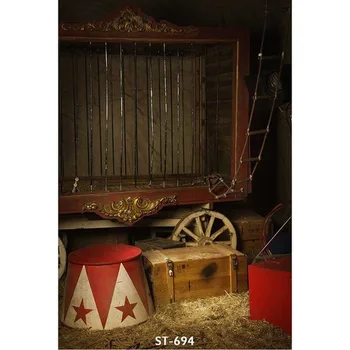 

Vinyl Circus Theme Party Backdrop Printed Wooden Boxes Newborn Props Indoor Warehouse Kids Photo Studio Backdrop ST-694