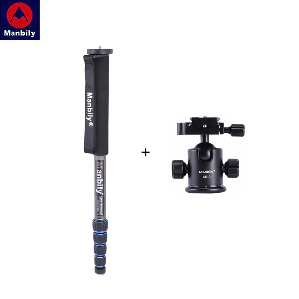 Manbily C-222 Professional Carbon Fiber Monopod Portable Travel Photography Bracket Tripod Base Ball Head for Digital DSLR