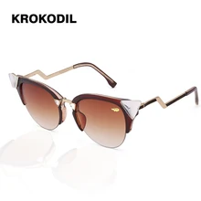 Krokodil, новая мода, кошачий глаз, солнцезащитные очки для женщин, белая оправа, градиентные солнцезащитные очки, для вождения, UV400, модные очки, коробка 97006