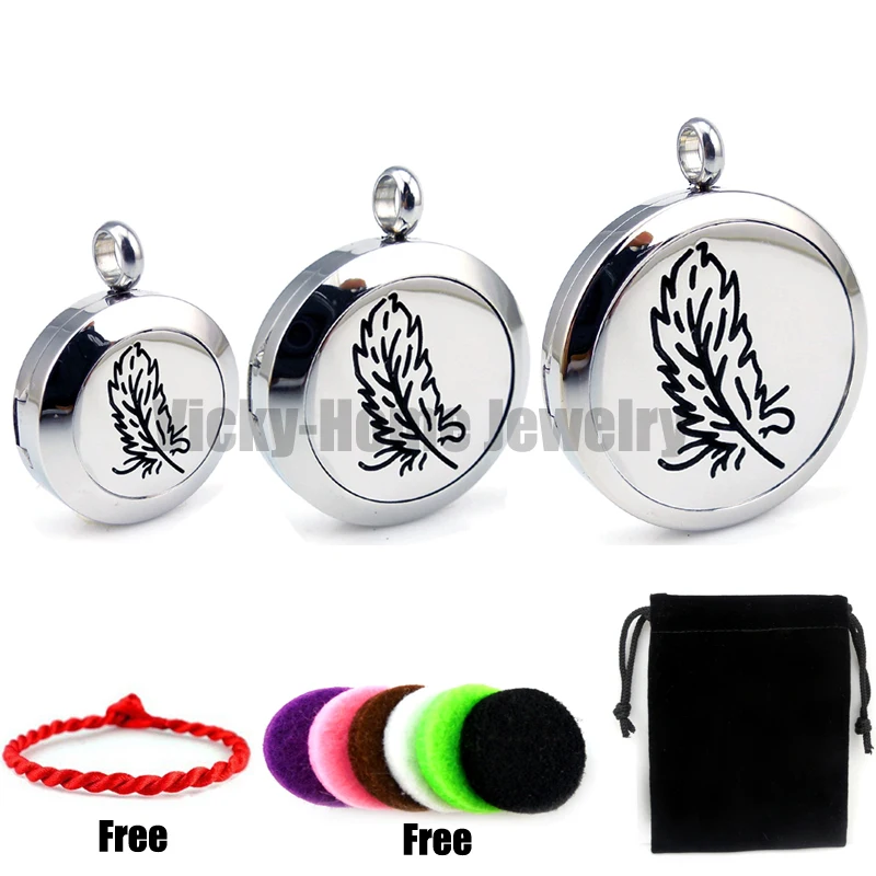 With Chain Gift Feather 20-30mm Essential Oils Diffuser Aromatherapy  Locket Free Pads