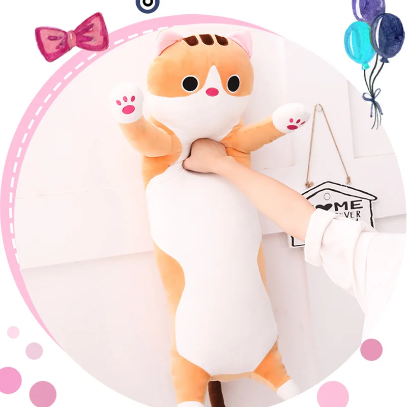 Длинная плюшевая игрушка для кошки, 70/90 см, подушка, куклы для детей, высокое качество, программное обеспечение, хлопок, детские игрушки, животные для подарка