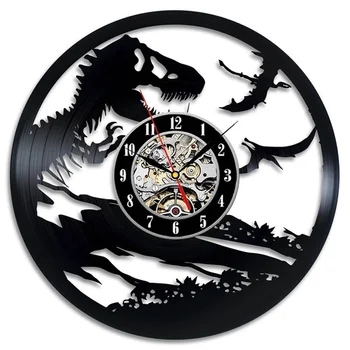 

Dinosaur World Wall Clock Modern Design Decorative Kids Room Dinosaur 3D Stickers Vinyl Record Clock Wall Watch Home Decor 12"