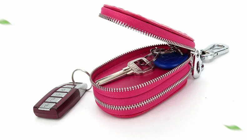 Женский кожаный мужской Автомобильный держатель для ключей с узором «крокодиловая кожа», бумажник для ключей с двойной молнией, многофункциональный Женский чехол-ключница