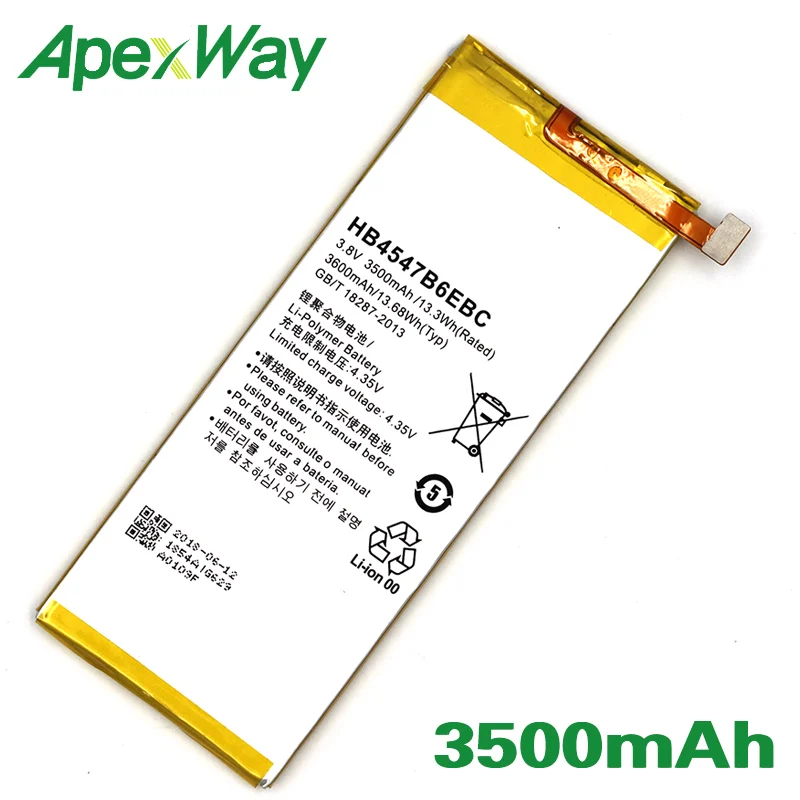 

ApexWay 2PCS/lot HB4547B6EBC 3500mAh Phone battery for Huawei Honor 6 Plus 6plus PE-TL20 PE-TL10 PE-CL00 PE-UL00