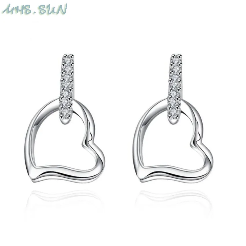 

MHS.SUN European Style Heart Zircon Earrings Crystal Stud Earrings Women Fashion Earrings Jewelry For Valentine's Day Gift