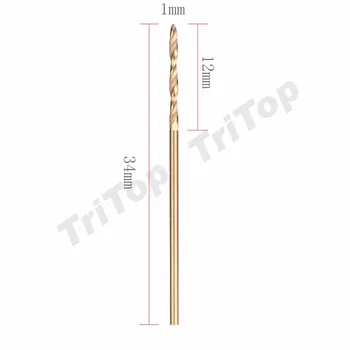 

5pcs/lot mini titanium coated sharpening hss high speed steel twist drill bit cutting diameter 1mm working for steel parts