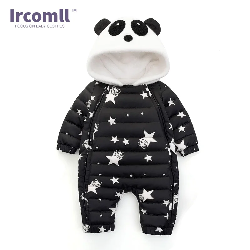 Ircomll Новый Зимний Детский комбинезон с капюшоном в виде панды и звезд для