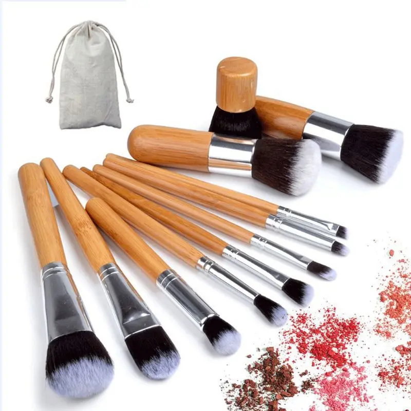 

11pcs Pro Makeup Brush Set Cosmetic Foundation Brushes Kabuki Kit with Storage Bag Makeup Tools Supplies