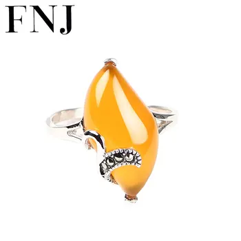 

Fashion 925 Silver Ring Natural Yellow Chalcedony Stone 100% Pure S925 Sterling Solid Silver Rings for Women Jewelry