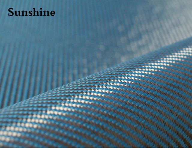 Tissu en fibre de carbone hybride véritable tissé avec de la fibre  d'aramide bleu TWILL 3K