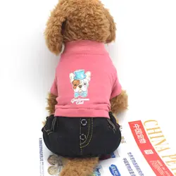 Симпатичная одежда Собака куртка джинсы Мягкий хлопок Принт Щенок Pet розовое пальто Одежда Cat Костюмы Чихуахуа для маленьких собак xs -xl