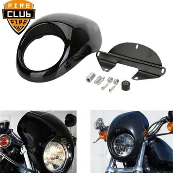 

Matte Black Headlight Fairing For Harley 883 48 1200 Front Fork Mount Dyna Sportster XLCH Front Cowl Fork Mount Motorcycles Part