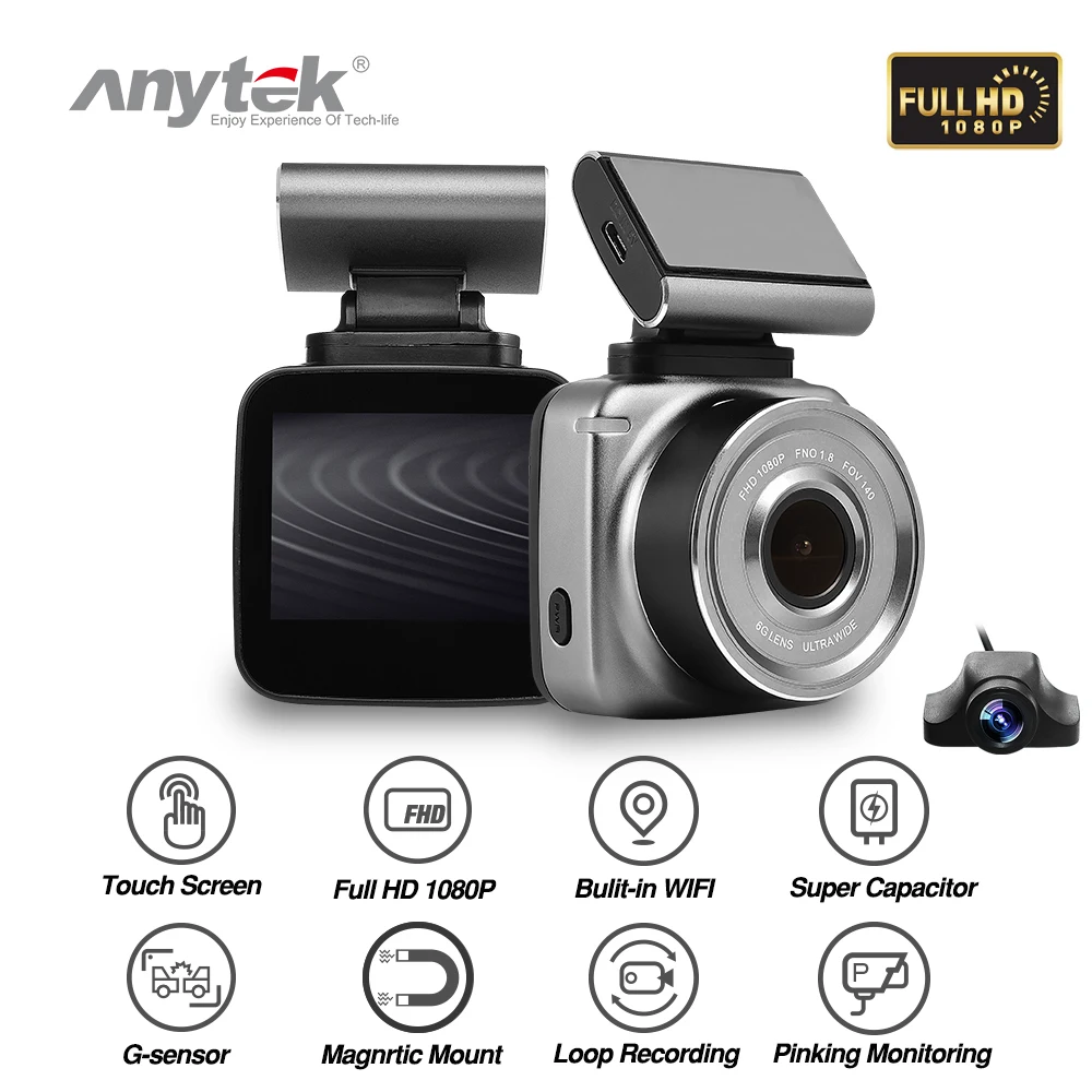

Anytek Q2 Newest Car DVR DVRS Radar Detector FHD 1296P WIFI Video Recorder Cam Dash Camera ADAS LDWS Removable Magnetic Support