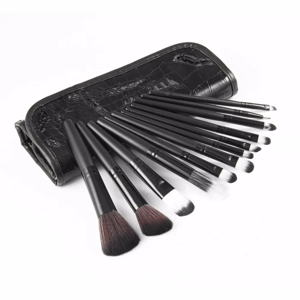 

12 Pcs/set Makeup Brushes Set Kits Contour Concealer Power Foundation Eyeliner Lip Brush With 1 PU Leather Cosmetic Brush Case