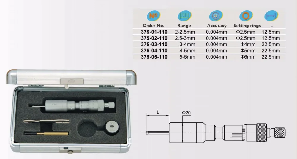Трехточечные внутренние Микрометры 2-2.5-3-4-5-6-8-10-12 мм* 0,001
