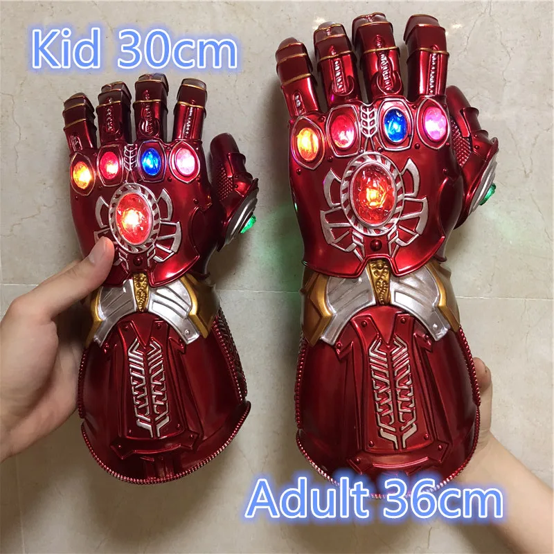 

Avengers 4 Endgame Quantum Realm Cosplay 1:1 Cosplay Gloves Iron Man Red Ver. LED Light Thanos Infinity Gauntlet Gloves Kids