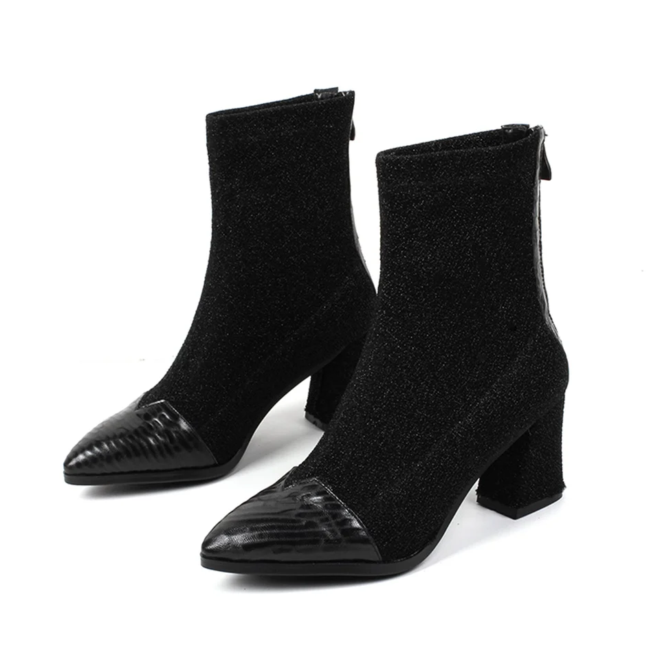 Short Hiver Rouge Noir black 34 Automne Plush Et red Femmes De Chaussures Noir Plush Bottes Tissu Confortable Doublure Mode Qualité 2018 42 rouge Stretch Taille qActH7WOR
