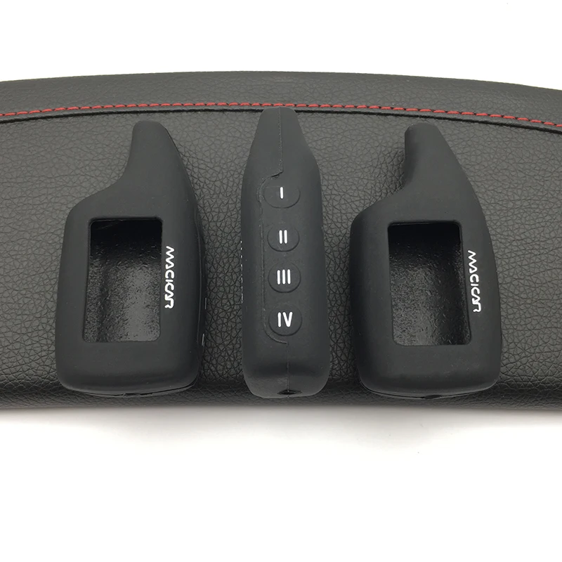 

2018 LCD Display Remote Silicone Key Cover for Russia Vehicle Security 2 Way Car Alarm System Scher Khan M5 Scher-khan Magicar 5