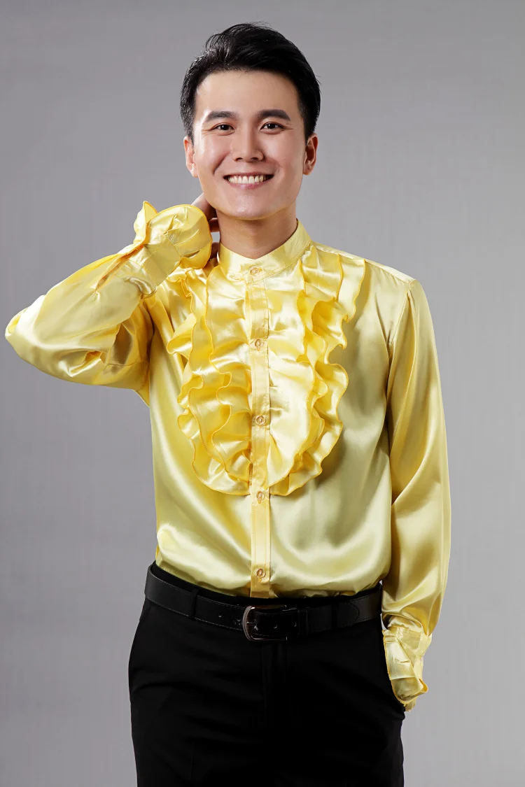 Новая мужская Рубашка желтая белая с длинным рукавом выпускное платье рубашки Жених представление на заказ свадебные мужские вечерние рубашки Camisa Masculina