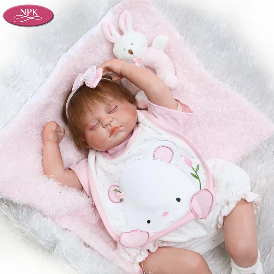 NPK Lifelike Babies Girl Silicone Reborn DOll + Soft Toys Fashion Children Birthday Gifts Newborn Baby  Rooted Hair And Eyebrow (4)