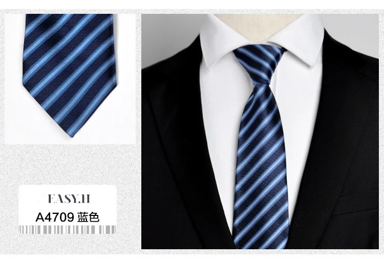Классический мужской галстук 8 см, галстук для ленивых на молнии, легко тянет галстук, синий галстук для жениха, Свадебный галстук, повседневная одежда, мужские подарки