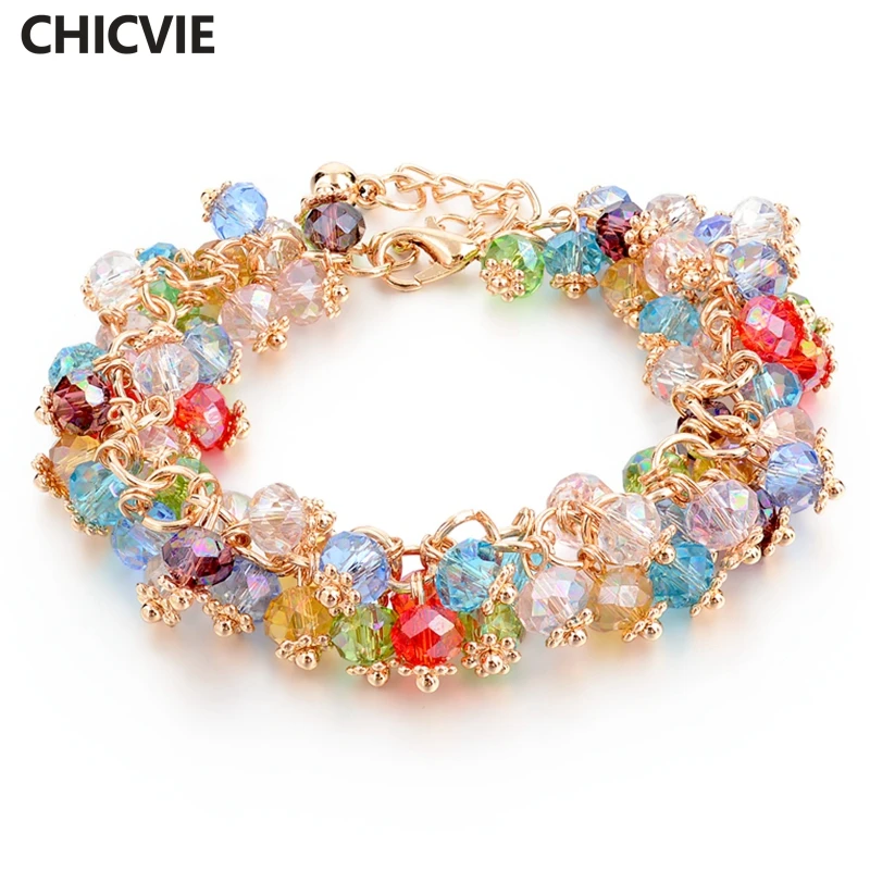 CHICVIE Handmade Gold Crystal font b Bracelets b font For font b Women b font Girls