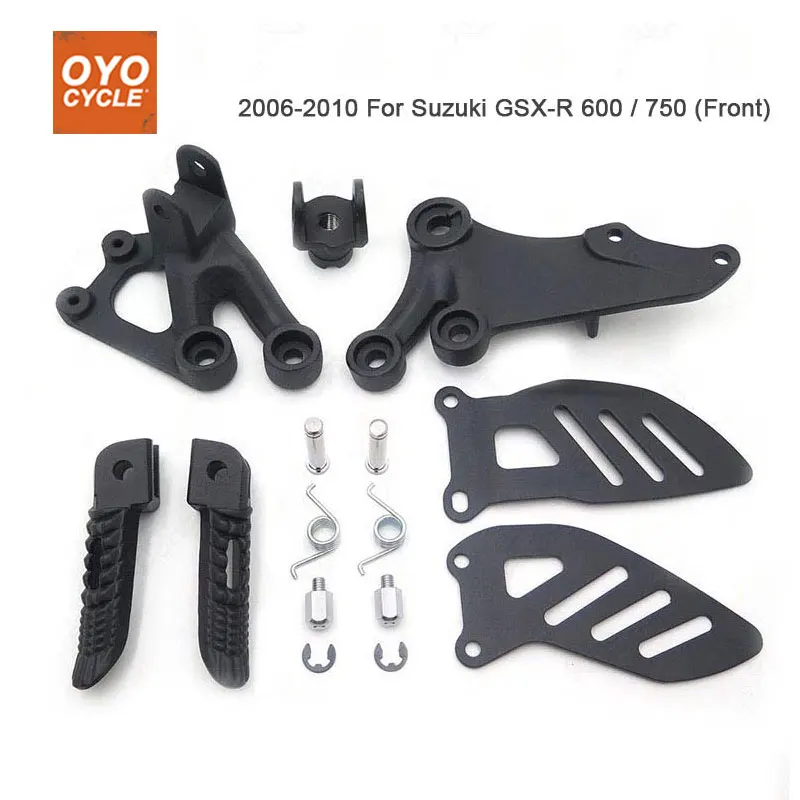 

Front Driver Rider Foot Pegs For Suzuki GSXR600 2006 2007 2008 2009 2010 Bracket Footrests Footpegs GSXR 600 750 Foot Rests