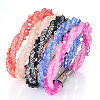 

Miasol Friendship Twisted Multilayers Mesh Chain Crystal Magnetic Bracelets For Women Girls Bracelets Jewelry Gifts