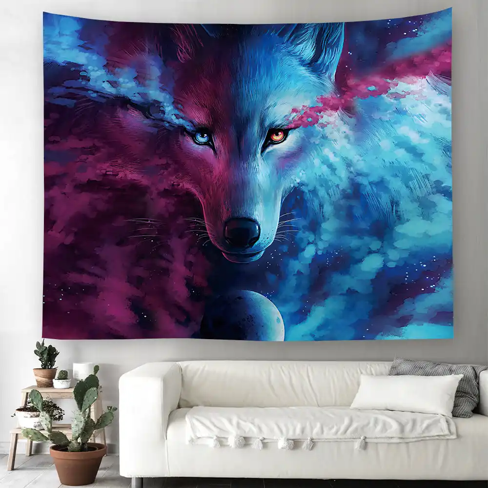 Painting Animal Printed Tapestries Wolf Series Wall Hanging