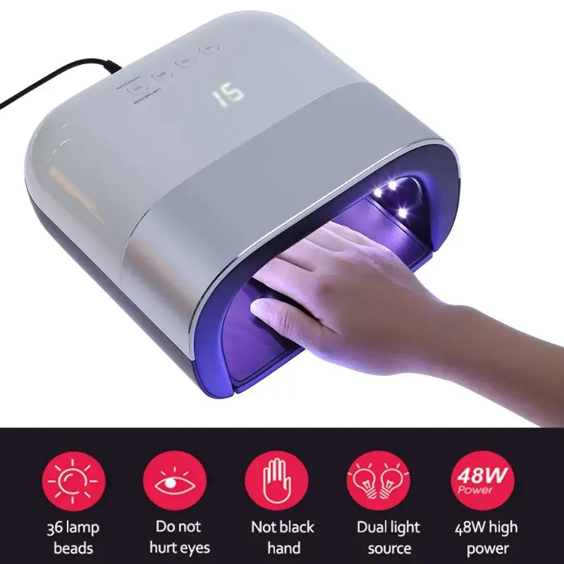 

48W White Nail Dryer UV LED Nail Lamp 36 LEDs Manicure Phototherapy Machine Intelligent Lamp Nail Dryer Timer