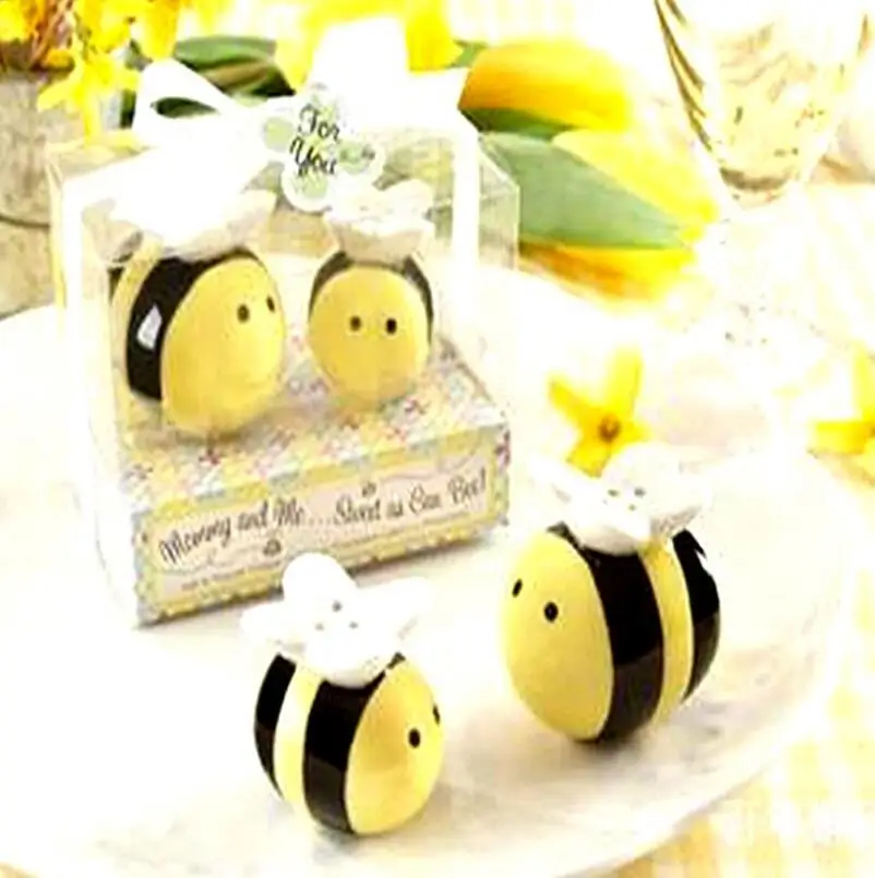 

Sweet as Can Bee Salt and Pepper Shaker Honeybee Figurine Set Mommy Me Gift Box LX4337