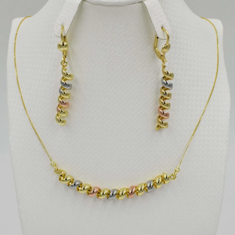 Fashion good quality Real Jewelry Set Italy 750 gold Earrings Necklace