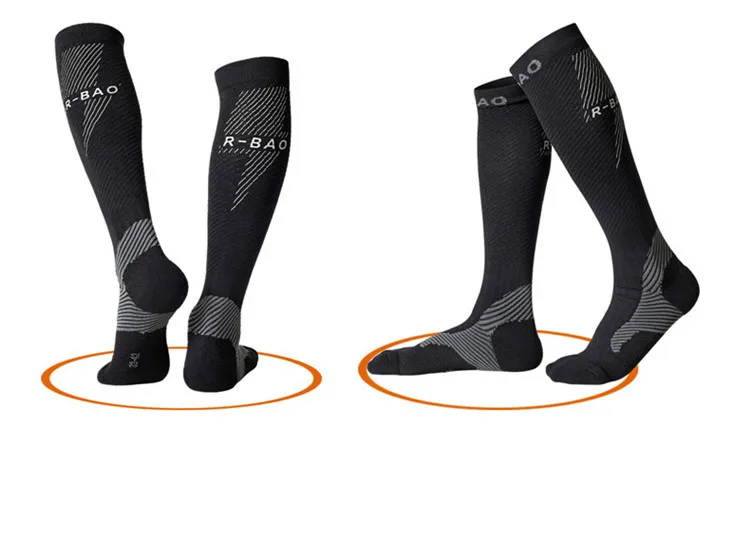 Профессиональные велосипедные компрессионные чулки противоскользящие Защита ног для марафона бегунов Велоспорт ночной бег Светоотражающие длинные носки
