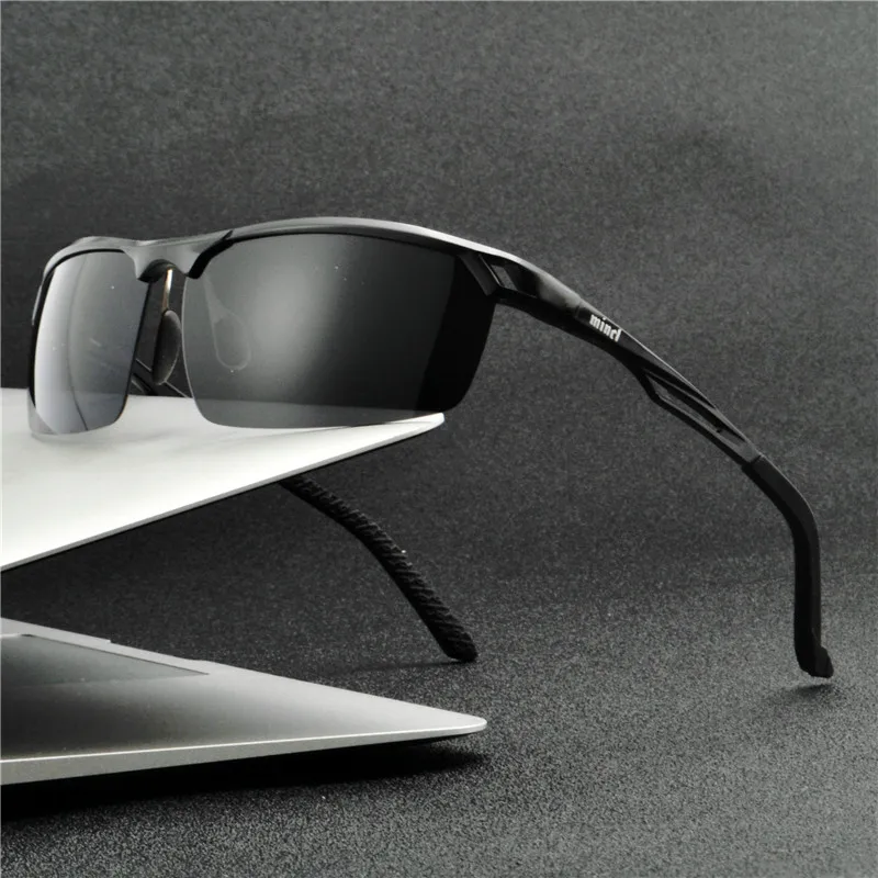 MINCL брендовые Дизайнерские мужские очки для вождения из алюминиево-магниевого сплава, солнцезащитные очки с поляризованными линзами, Винтажные Солнцезащитные очки для мужчин/женщин NX - Цвет линз: black gray